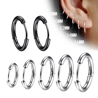 1 pcs women / man vòng đeo nhỏ bằng thép không gỉ bông tai xỏ lỗ tai sụn tragus vòng tròn mỏng đơn giản khóa tai chống dị ứng