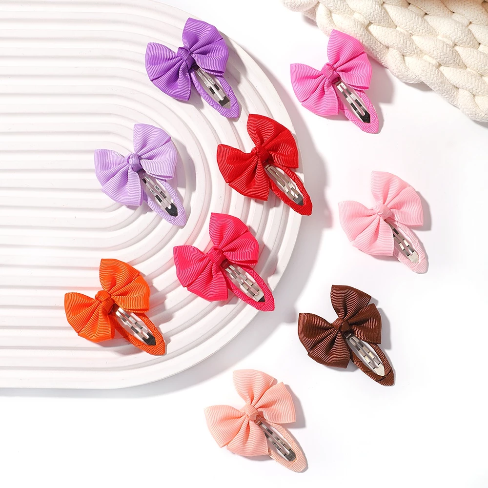 6 Cái / bộ 2Inch Mini Màu Trơn Grosgrain Ruy Băng Kẹp Tóc Cho Trẻ Em Bé Gái Dễ Thương Handmade Phụ Kiện Tóc Bán Buôn