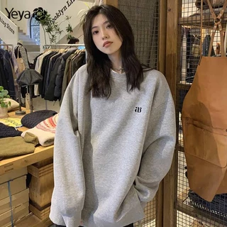 Áo Sweater Mỏng Tay Dài Cổ Tròn Phong Cách Hàn Quốc Đơn Giản Cho Nữ