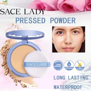 Sace Lady Oil Control Matte Face Powder Cake Phấn phủ bền lâu hoàn hảo Trang điểm mặt có gương Hộp tái sử dụng có đệm khí thay thế metro