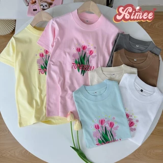 Áo baby tee hoa tulip Tunsedu chất cotton 100%