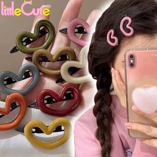 Macaron color hair pins sweet bb barrettes simple children korean ins style five-pointed star hairpin girls hollow love heart hair clip ponytail holder hair accessories