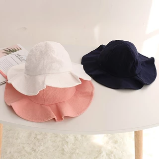 Nón Bucket Chất Liệu Cotton Màu Trơn Thời Trang Đi Biển Mùa Hè Cho Bé Gái 6 Tháng-3 Tuổi