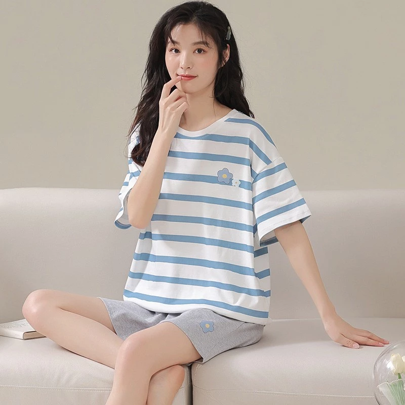Bộ Đồ Ngủ Tay Ngắn Chất Cotton Mỏng Nhẹ Thời Trang Mùa Hè Hàng Mới 2023