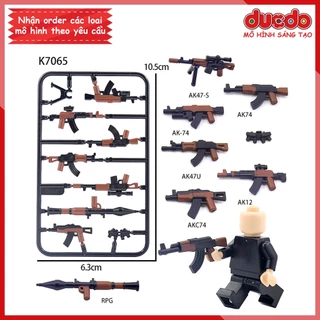 Vỉ Phụ kiện trang bị vũ khí siêu chất - Đồ chơi Lắp ghép Mini Minifigures Army lính Mô hình ww2 K7065 có màu