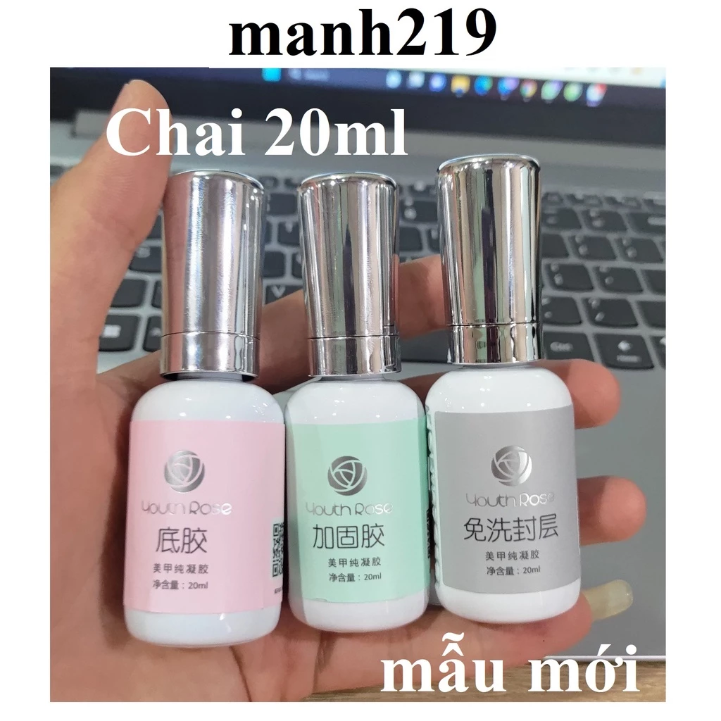 Base Top Cứng móng, Top Lì Hoa Hồng 20 ml youth rose Hàng Chính Hãng