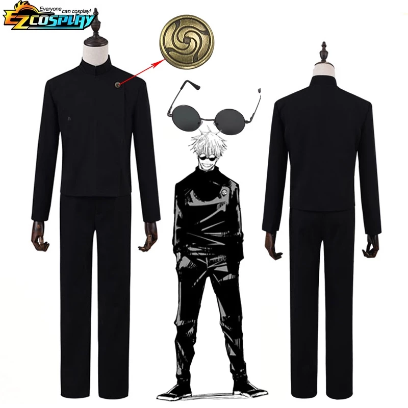 Gojo satoru cosplay uniform jujutsu kaisen gojo satoru cosplay costume đồng phục học sinh trung học tóc giả phù hợp với trang phục halloween cho nam giới