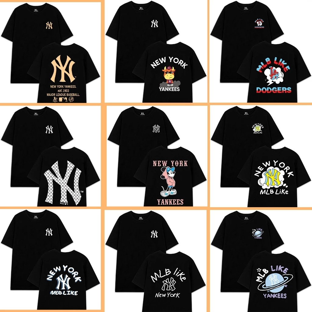 [MẪU HOT]  Áo thun NY MLB forrm rộng hình in siêu đẹp, Áo Phông Unisex Nam Nữ giá rẻ