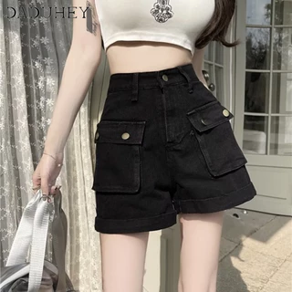 Quần short DaDuHey lưng cao dáng rộng phong cách retro thời trang cho nữ