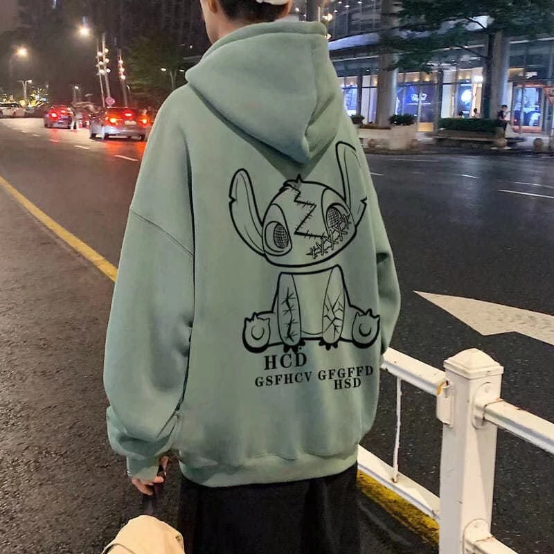 M-8XL[ có size 30 kg_120 kg ]áo khoác nam hoodie Cotton Tay Dài Dáng Rộng In Hình stitch Hoạt Hình Màu Xanh Lá Đậm Phong Cách Đường Phố Mỹ size m-8xl Cho Nam Và Nữ