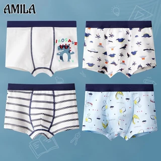 4 Quần lót boxer AMILA cotton thoáng khí thời trang dành cho trẻ em