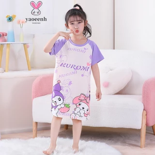 【YAOEENH】Đầm Ngủ Chất Cotton Dáng Vừa Kích Thước 95-155cm Họa Tiết Hoạt Hình Dễ Thương Cho Bé Gái