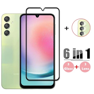 6 in1 Cho Samsung Galaxy A24 A13 A14 A34 A54 M14 M54 M55 M13 M23 4G 5G Full Cover Kính Cường Lực Bảo Vệ Màn Hình 9H Ống Kính Phim