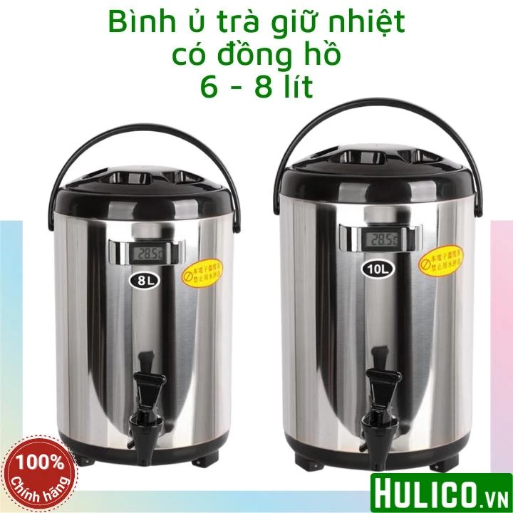 Bình giữ nhiệt ủ trà sữa 8 và 10 lít - Có đồng hồ hiển thị nhiệt độ hiện đại - Inox 304