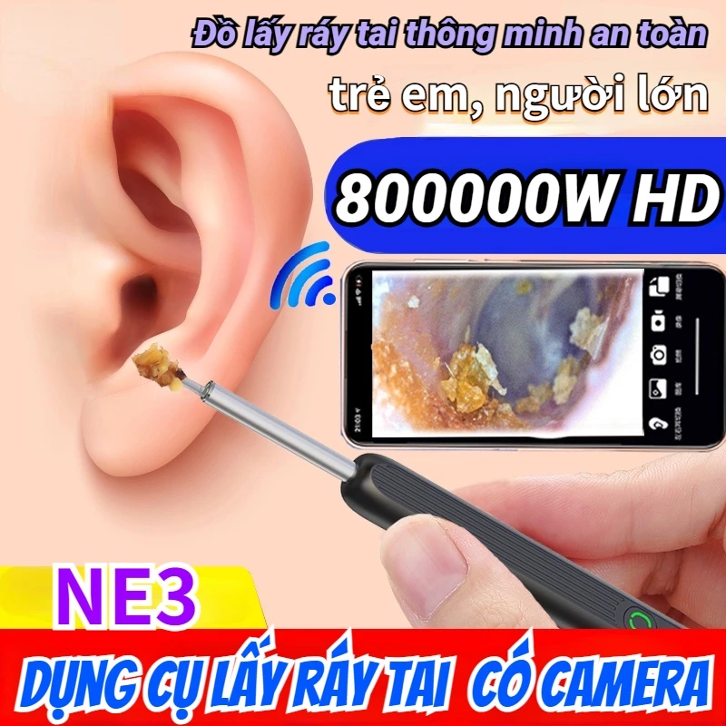 Dụng cụ lấy ráy tai NE3 có camera, Đồ lấy ráy tai thông minh an toàn, nhỏ gọn, tiện lợi