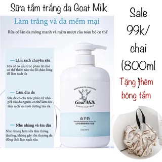 sữa tắm sữa dê 800ML Sữa tắm trắng da làm đều màu da lưu hương lâu mềm mịn toàn thân