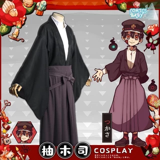 Anime Toilet-Bound Hanako-kun Hakama Pant Kendo plus size Cosplay Costume hat wig Tsukasa Yugi Samurai Kimono Set Halloween Men Women Outfit