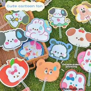 ⚡Quạt Nhựa Tròn Cầm Tay Mini In Hình Động Vật Siêu Cute Có Thể Tháo Rời Gấp Gọn