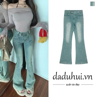 Daduhui New American Ins High Street Retro Micro Flared Jeans Niche High Waist Loose Wide Leg Pants Trousers