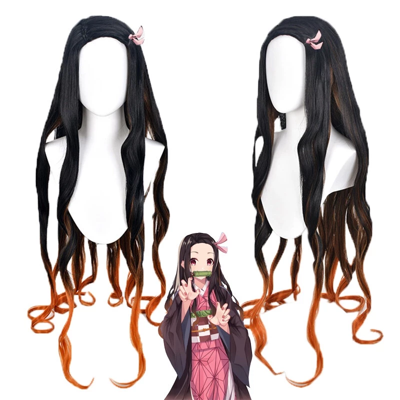 Bộ Tóc Giả Dài Xoăn Gợn Sóng Hóa Trang Nhân Vật Anime Demon Slayer Kamado Nezuko