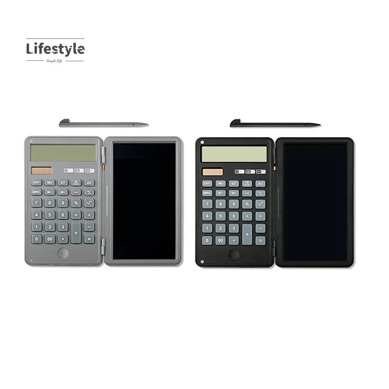 12-digit display desk calcultors pin năng lượng mặt trời máy tính bỏ túi nguồn kép + bảng viết có thể xóa màu xám