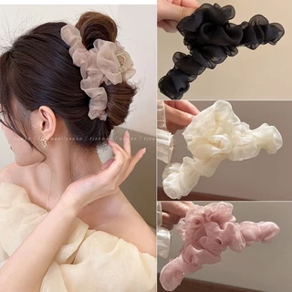 Kẹp Tóc Cá Mập Lớn Bằng Vải Chiffon Cho Nữ