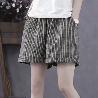 Quần short nữ Linen Lưng Cao Ống Rộng Phong  Cách Hàn Quốc Thời Trang Mùa Hè Hàng Mới Dành