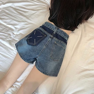 Quần Short denim Lưng Cao Ống Rộng Thời Trang Mùa Hè Dành Cho Nữ