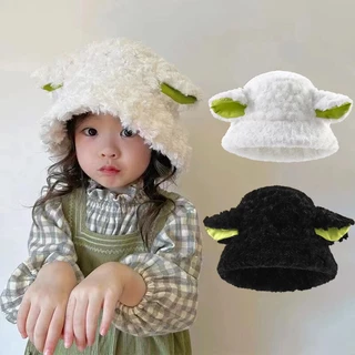 Phim hoạt hình cho bé mũ sang trọng có tai mùa đông ấm áp lông cừu cho trẻ sơ sinh mũ beanie dễ thương màu rắn cừu trẻ em bé trai bé gái áo chui đầu mũ lưỡi trai 2-5 tuổi