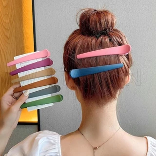 Cô gái bằng nhựa đầy màu sắc một từ barrettes / kẹp hóa đơn vịt bên hông dành cho nữ / phụ kiện tóc phổ biến / kẹp tóc làm tóc liền mạch / kẹp tóc nữ thời trang hàn quốc