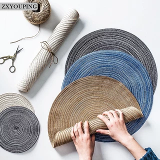 Phong cách bắc âu handmade ramie cotton table mat cách nhiệt mat hộ gia đình western placemat anti-hot round table plate bowl mat