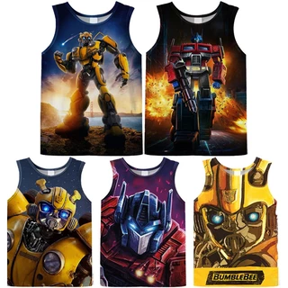 Transformers Áo Thun Sát Nách In Hình Bumblebee 3D Thời Trang Cho Bé 3-13 Tuổi