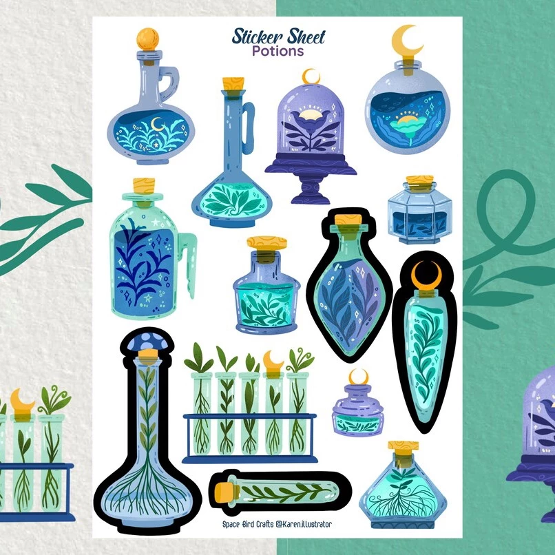 Sticker sheet potions - chuyên dán, trang trí sổ nhật kí, sổ tay | Bullet journal sticker - unim080