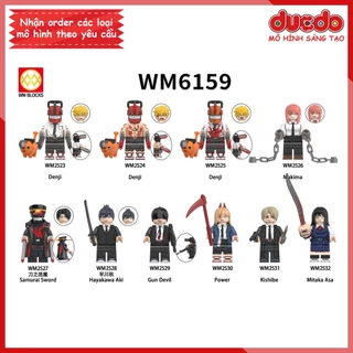 Minifigures nhân vật Quỷ Máy Cưa Chainsaw Man Denji Pochita - Đồ chơi Lắp ghép Xếp hình Mini Mô hình WM WM6159