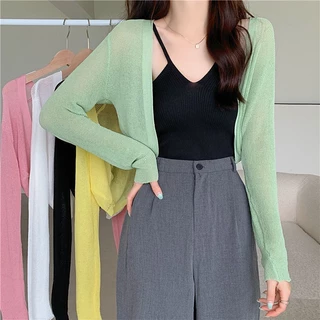 Áo Khoác Cardigan Dệt Kim Mỏng Chống Nắng Thời Trang Mùa Hè Phong Cách Hàn Quốc Cho Nữ