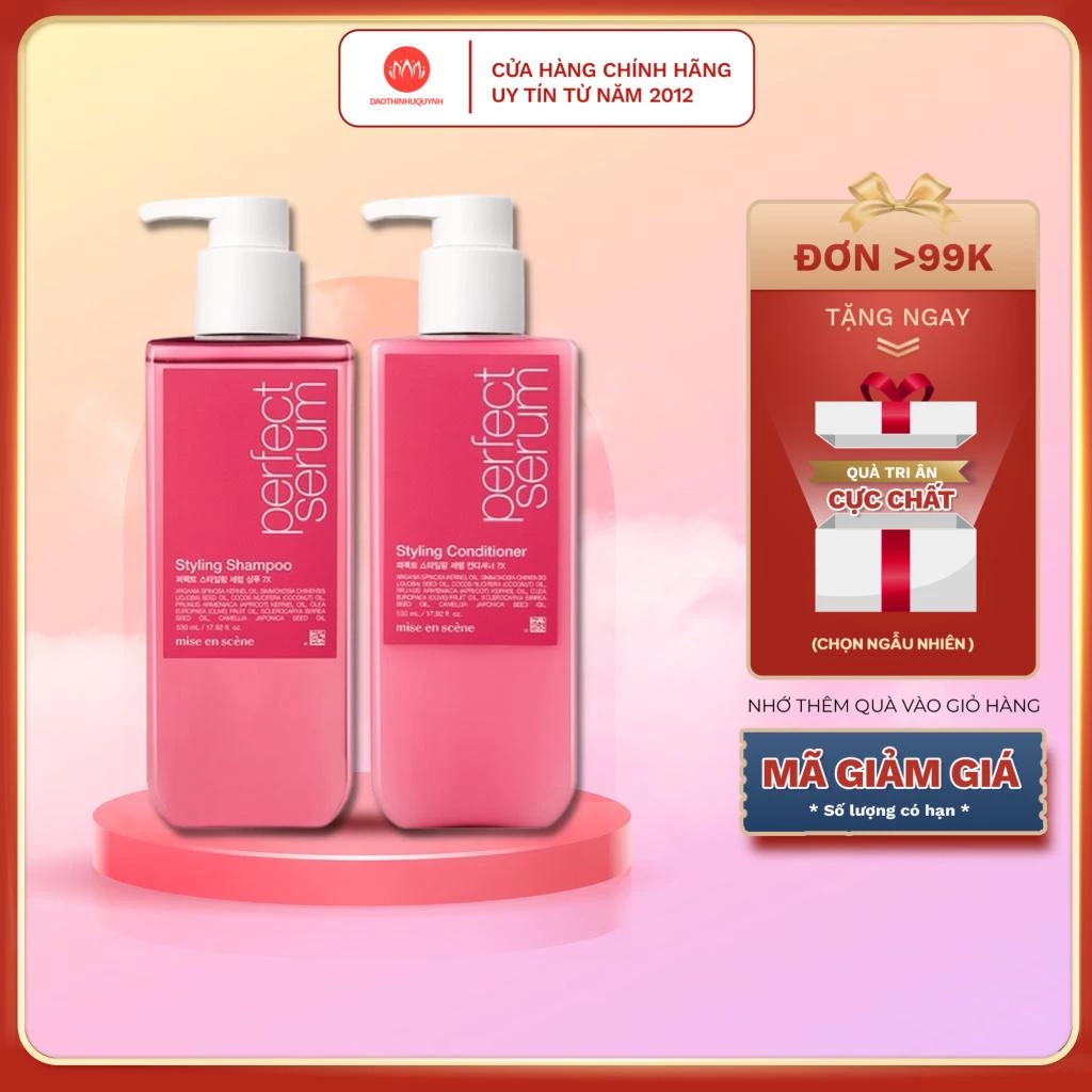 [Mẫu Mới] Set Gội - Xả Mise en Scene Perfect Serum Styling Dưỡng Tóc Suôn Mượt, Dễ Vào Nếp Dành Cho Tóc Uốn 680ml