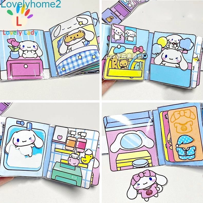 Origami Sanrio Yên Tĩnh Cuốn Sách Kuromi Cinnamoroll Cô Gái Ăn Mặc Doudou Trẻ Em Giáo Dục Trẻ Em Handmade Tự Làm Bút Chì Màu Shin-chan Búp Bê Vải -lovelyhome2