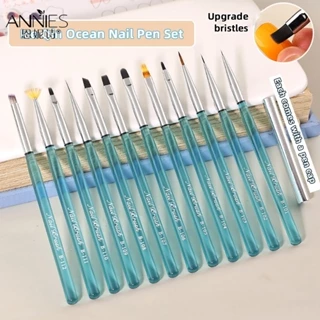 ♕ Nail Art Functioanal Pen Crystal Blue Painting Flower Halo Dye Fan Gradient Vẽ dây Gel trị liệu bằng ánh sáng Bàn chải acrylic Công cụ làm móng cho NỘI THẤT Tiệm Nail