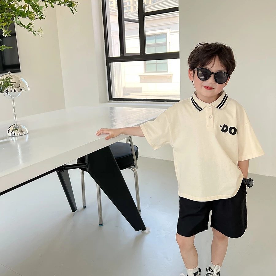 Áo Thun Polo Tay Ngắn 100% Cotton Thoáng Khí In Họa Tiết Hoạt Hình Cho Bé Trai