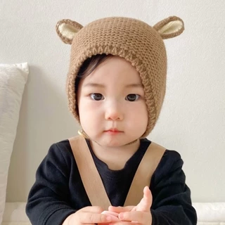 Tai thỏ dễ thương bé beanie mũ mùa thu đông ấm áp trẻ sơ sinh bé gái mũ đan phim hoạt hình đàn hồi sơ sinh trẻ mới biết đi mũ bảo vệ tai mũ bonnet