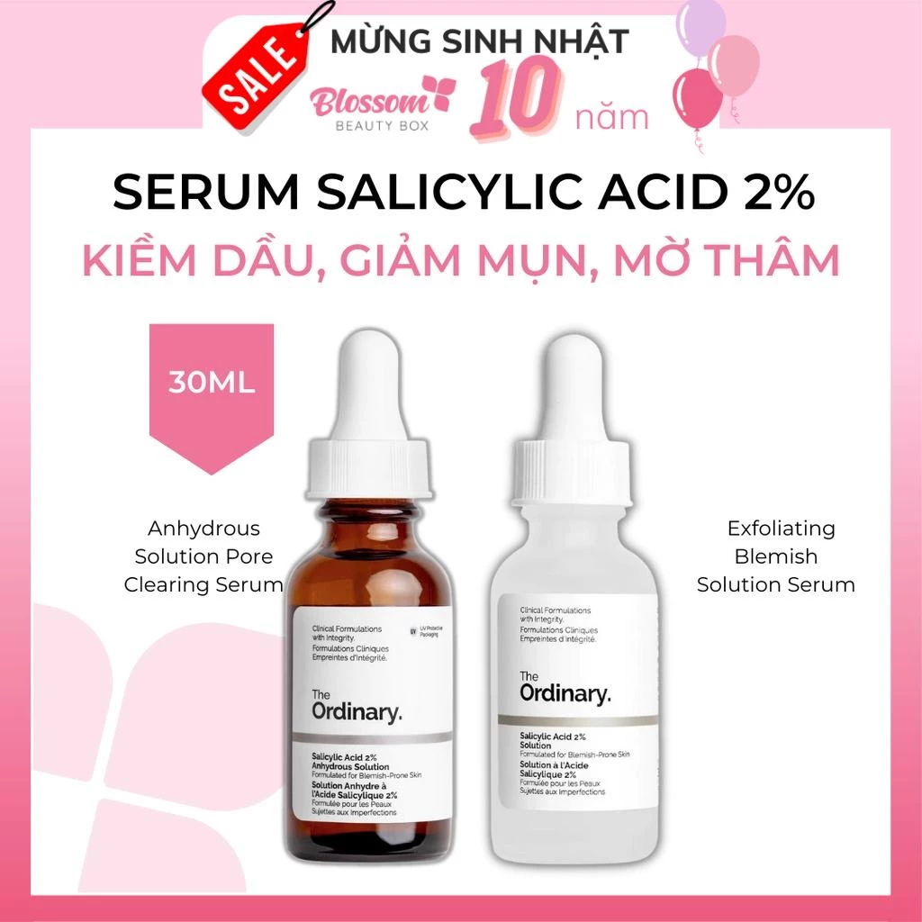 Serum da dầu mụn The Ordinary Salicylic Acid 2% Anhydrous Pore / Blemish Solution