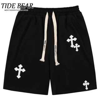 TIDE BEAR Quần Short Ống Loe Nhuộm Màu 3D Phong Cách hip hop Đường Phố Mỹ Cho Nam Và Nữ