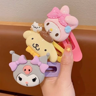 Kẹp Tóc Đính Banh Lông Pompom Purin Sanrio Kuromi Cinnamon Pochacco Dễ Thương Thời Trang Cho Nữ