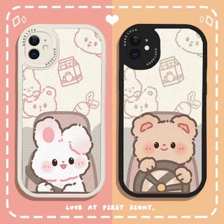 Ốp lưng Redmi 12c 10c 10 10a 9t 9a 9c Note 13 Pro Note 12 Note 11 Pro Note 11s Note 10 Pro Note 10s Note 9 Pro Note 9s Note 8 Pro Note 7 Pro Poco X3 Nfc X3 Pro X5 lovely cartoon Driving Bear Rabbit lovers soft phone case