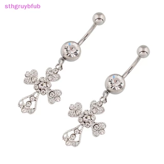 Sthb thép không gỉ chữ thập mặt dây chuyền rốn móng tay thời trang pha lê rhinestone nút bụng nhẫn cho phụ nữ trang sức sexy vn