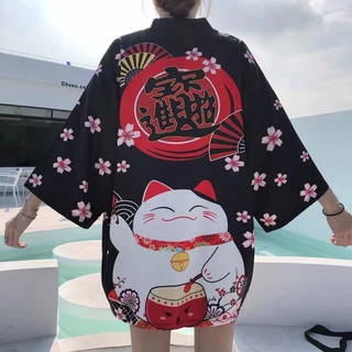 Áo Khoác kimono In Họa Tiết Mèo May Mắn Nhật Bản Thời Trang 2023 Cho Nam Và Nữ