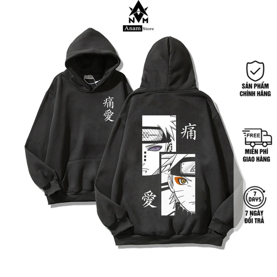 Áo Hoodie Nam Nữ NARUTO Vải Nỉ Ngoại Dầy Nón 2 Lớp Tay Bo Gân, Anam Store