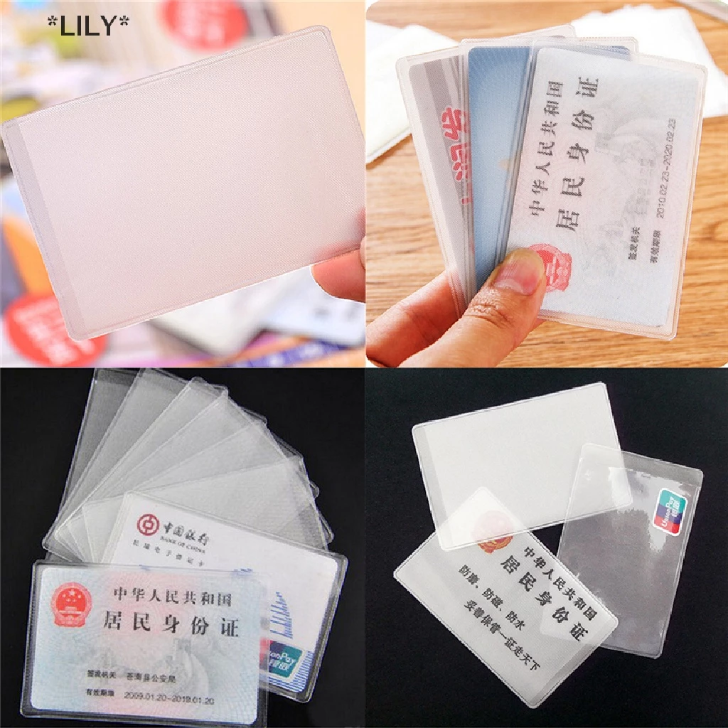 LILY 10pcs PVC chủ thẻ tín dụng bảo vệ ID thẻ kinh doanh thẻ bìa rõ ràng Frosted uuu