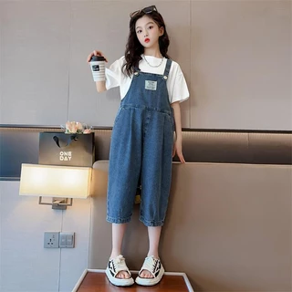 Quần Yếm Denim Thời Trang Mùa Hè Hàn Quốc 2023 Dành Cho Bé Gái 5-6 - 7-8 - 9-10 - 12-13 - 14 Tuổi