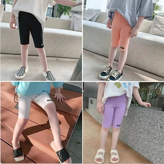 Quần Legging Cotton Trơn Co Giãn Dành Cho Bé Gái 1-12 Tuổi